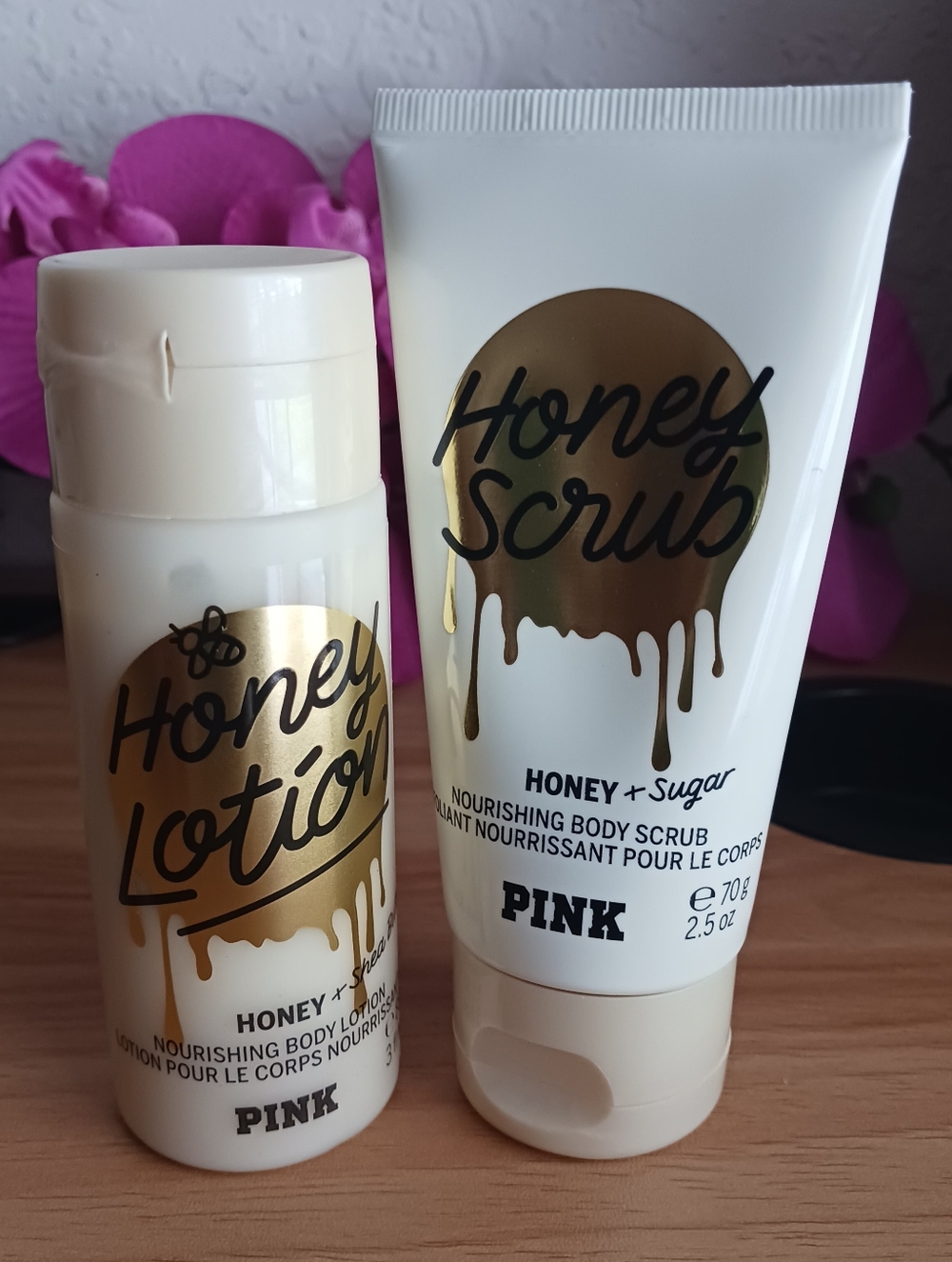 PINK Honey Scrub Tube - White & Gold Accents